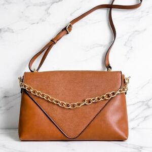 Brown Crossbody Bag with Gold Chain